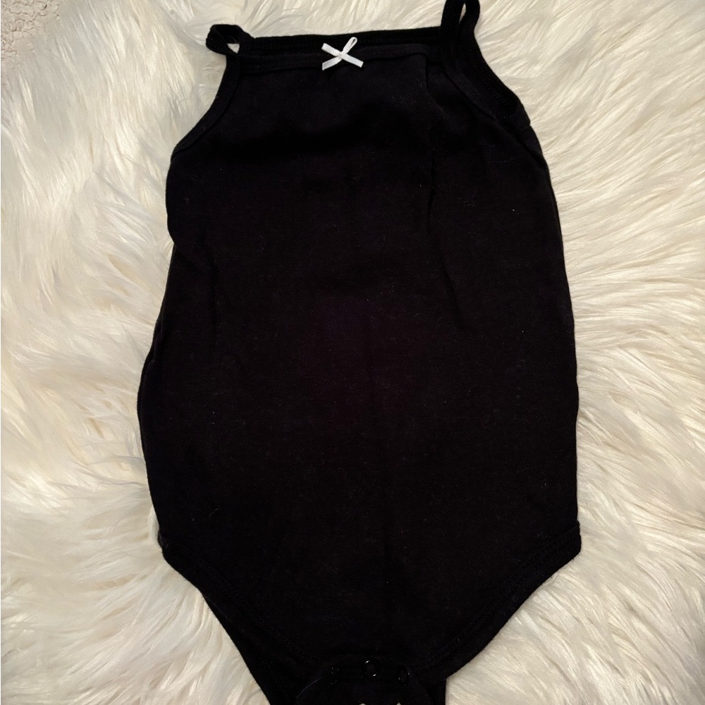 HB brand Black Baby Onesie with White Bow snap closure size 18 months